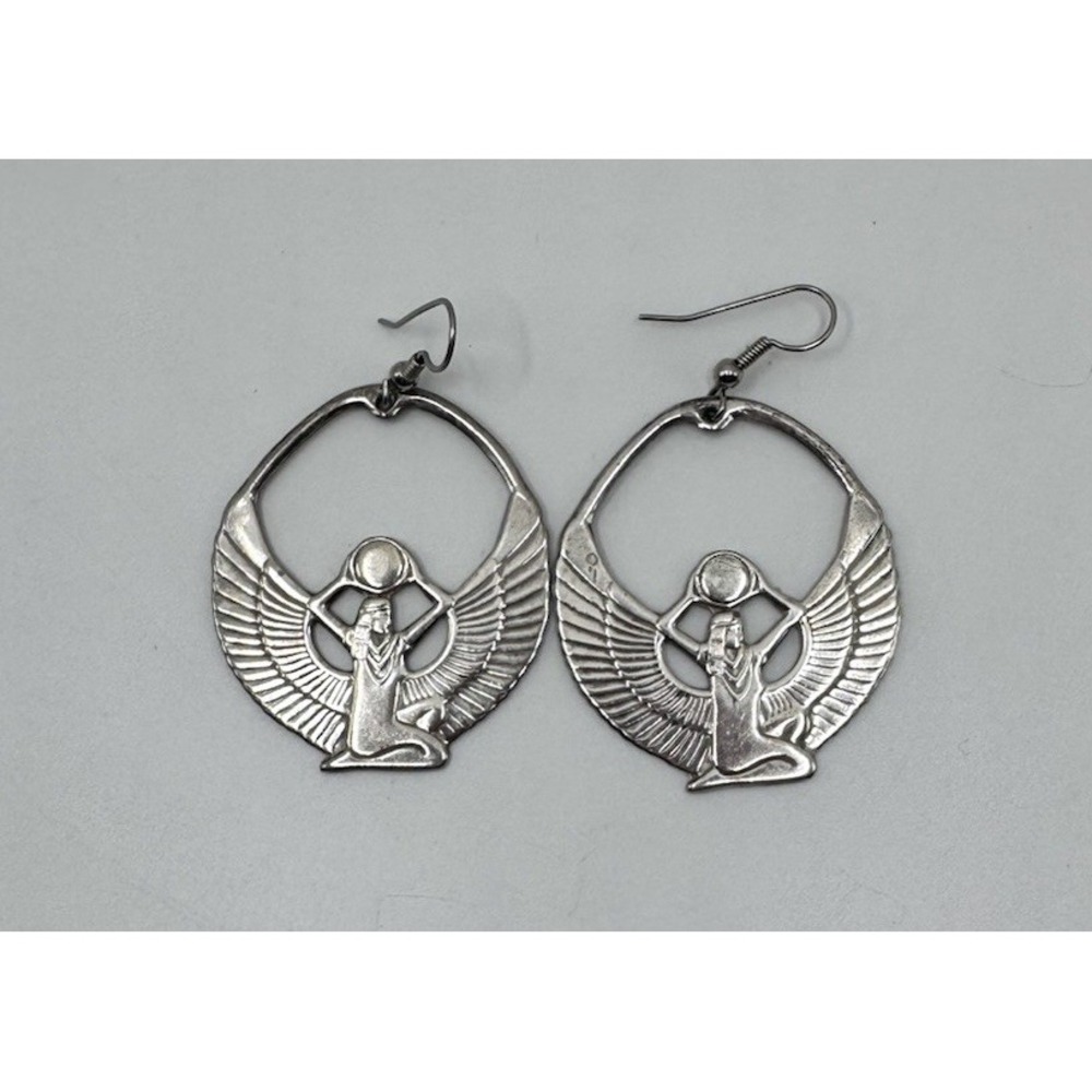 Silver Winged Goddess Earrings